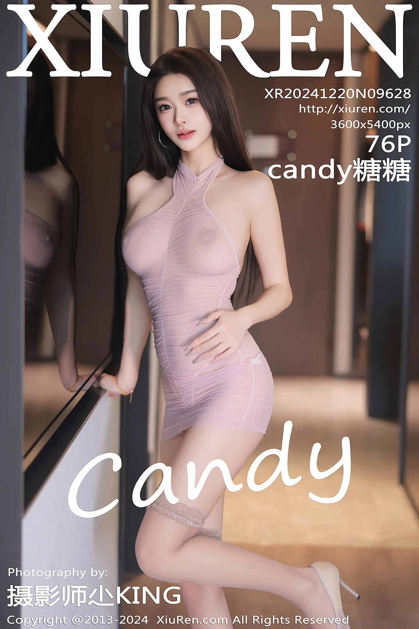[XiuRen秀人网]No.9628_模特Candy糖糖性感粉色薄纱连衣裙配粉丝袜秀惹火身材诱惑写真76P-秀人网 - XiuRen.Space